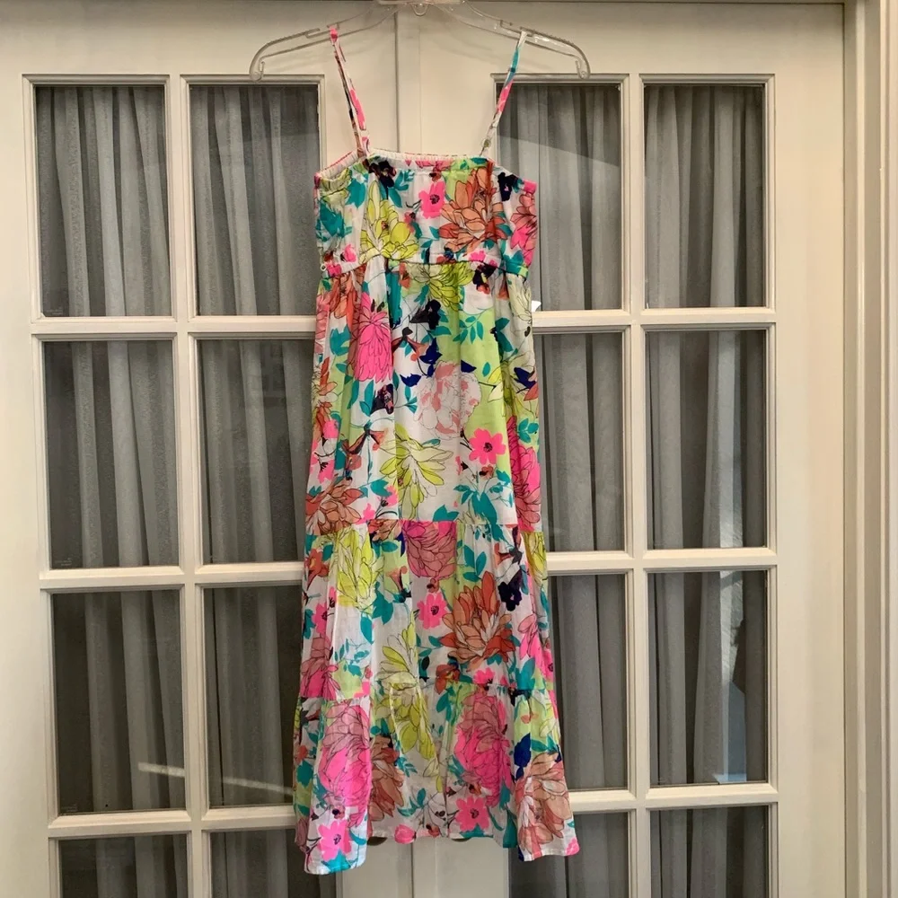 Mixed pink/blue/yellow floral print dress